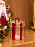 Pote com Tampa Visco em Vidro Vermelho e Transparente - 600ml
