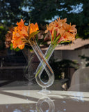 Vaso Duetto Duas Pontas em Vidro - 23x9cm