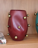 Vaso Orgânico Cereja com Esferas Gota Douradas - 29x20cm