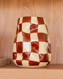 Vaso Mambo em Cerâmica Xadrez Marrom - 19x12cm