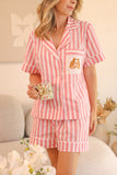 Pijama Conjunto de Short Anne Listras Manga Curta Collab Sophie Sleepwear: Wild in Love