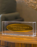 Caixa Acrílico Placa Dourada 