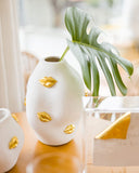 Vaso Lips Dourado em Ceramica G - 24x17cm