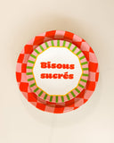 Prato Raso Bisous Sucrés Xadrez - Vermelho