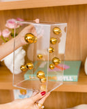 Caixa em Acrílico com Esferas Douradas Halo - 15x25cm