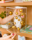 Caixa em Acrílico com Esferas Douradas Halo - 15x25cm