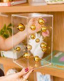 Caixa em Acrílico com Esferas Douradas Halo - 15x25cm