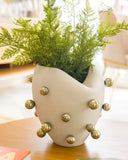 Vaso Orgânico Ice com Esferas Gota Douradas - 27x24cm