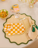 Kit em Cerâmica Xadrez Sushi Haru - Laranja