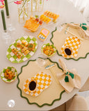 Bandeja em Cerâmica Xadrez 32x22cm - Verde