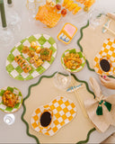 Bandeja em Cerâmica Xadrez 32x22cm - Verde