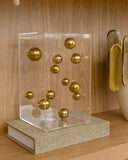 Caixa em Acrílico com Esferas Douradas Halo - 15x25cm