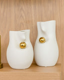 Vaso Âmago em Cerâmica com Esfera Dourada - Grande