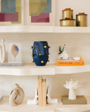 Vaso Orgânico Azul com Esferas Gota Douradas - 29x20cm