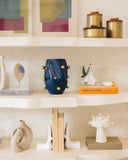 Vaso Orgânico Azul com Esferas Gota Douradas - 29x20cm