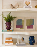 Vaso Orgânico Azul com Esferas Gota Douradas - 29x20cm