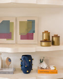 Vaso Orgânico Azul com Esferas Gota Douradas - 29x20cm