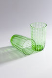 Copo De Vidro Verde Com Bolinhas  - 13 x 9