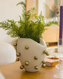 Vaso Orgânico Ice com Esferas Gota Douradas - 27x24cm