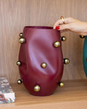 Vaso Orgânico Cereja com Esferas Gota Douradas - 29x20cm
