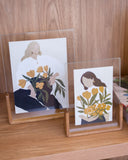 Porta-Retrato Pilar Natural Vidro e Madeira - 15x20cm