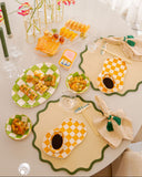 Kit em Cerâmica Xadrez Sushi Haru - Laranja