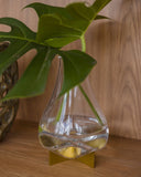 Vaso Vitra - Vidro Soprado e Base Metal Dourada