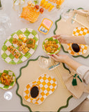 Kit em Cerâmica Xadrez Sushi Haru - Laranja