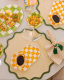 Kit em Cerâmica Xadrez Sushi Haru - Laranja