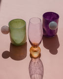 Copo de Vidro Drop Verde com Detalhe Rosa – 380 ml
