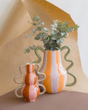 Vaso em Cerâmica Ondas Coloridas Laranja e Rosa - 18x20cm