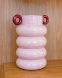 Vaso Decorativo Loop Rosa com Alças Vermelhas – 29 cm