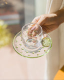 Conjunto de Xícaras e Pires 6Pçs Cristal Dot 120ml - Verde