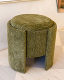 Puff Decorativo Redondo Verde Oliva - 34x24 cm