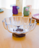 Centro de Mesa Flor em Vidro com Base Madeira – 22 cm