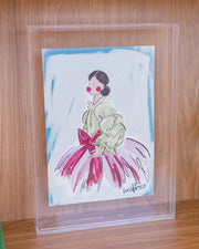 Quadro Aquarela Madame Laço em Acrílico