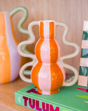 Vaso em Cerâmica Ondas Coloridas Laranja e Rosa - 18x20cm