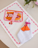 Lugar Americano Bordado Sardinha Pink Sea - 48x33cm