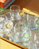 Conjunto de Xícaras e Pires 6Pçs Cristal Dot 120ml - Verde