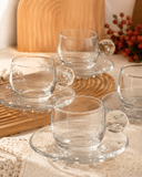 Conjunto de Xícaras e Pires 6Pçs Cristal Dot 120ml - Transparente