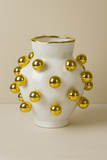 Vaso de Cerâmica Branco e Dourado – 28 cm