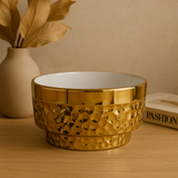 Bowl Decorativo Éclat de Porcelana Dourado e Branco 10,4cm x 20,2cm