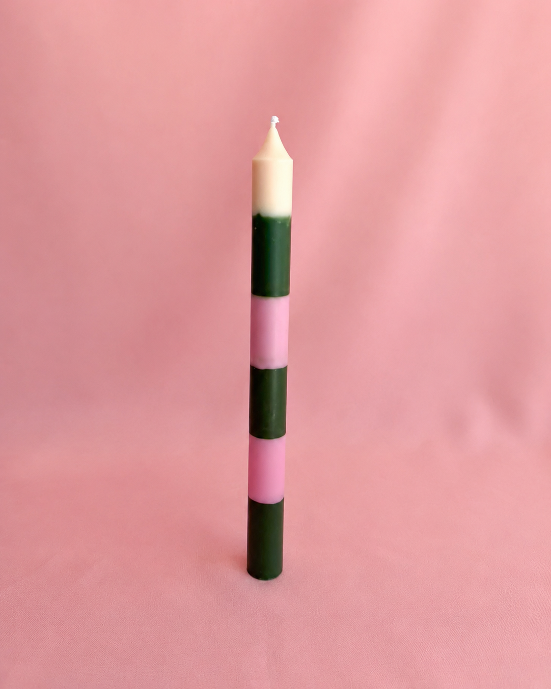 Vela Listrada Verde e Rosa - 25cm