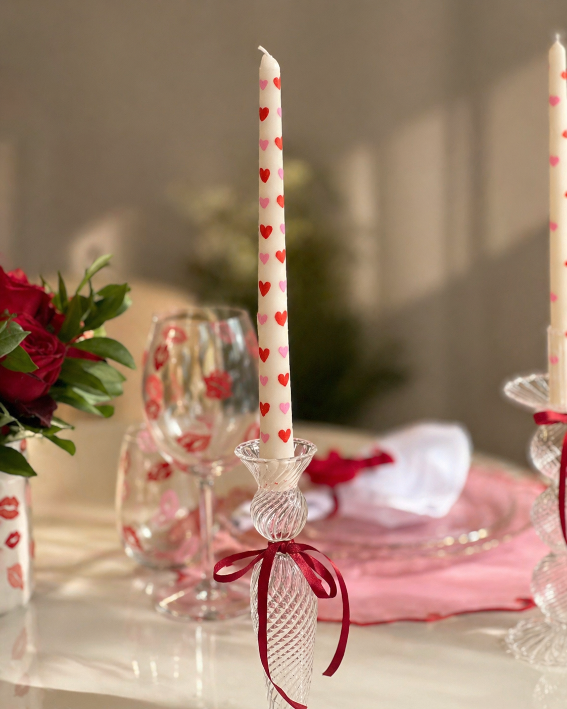 Vela Coração Vermelho Pintada à Mão – 26cm