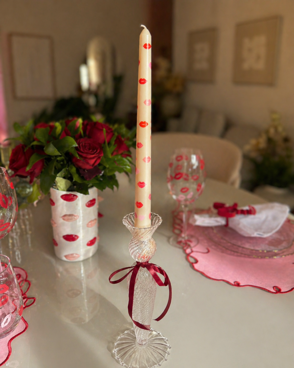 Vela Boca Vermelha Pintada à Mão – 26cm