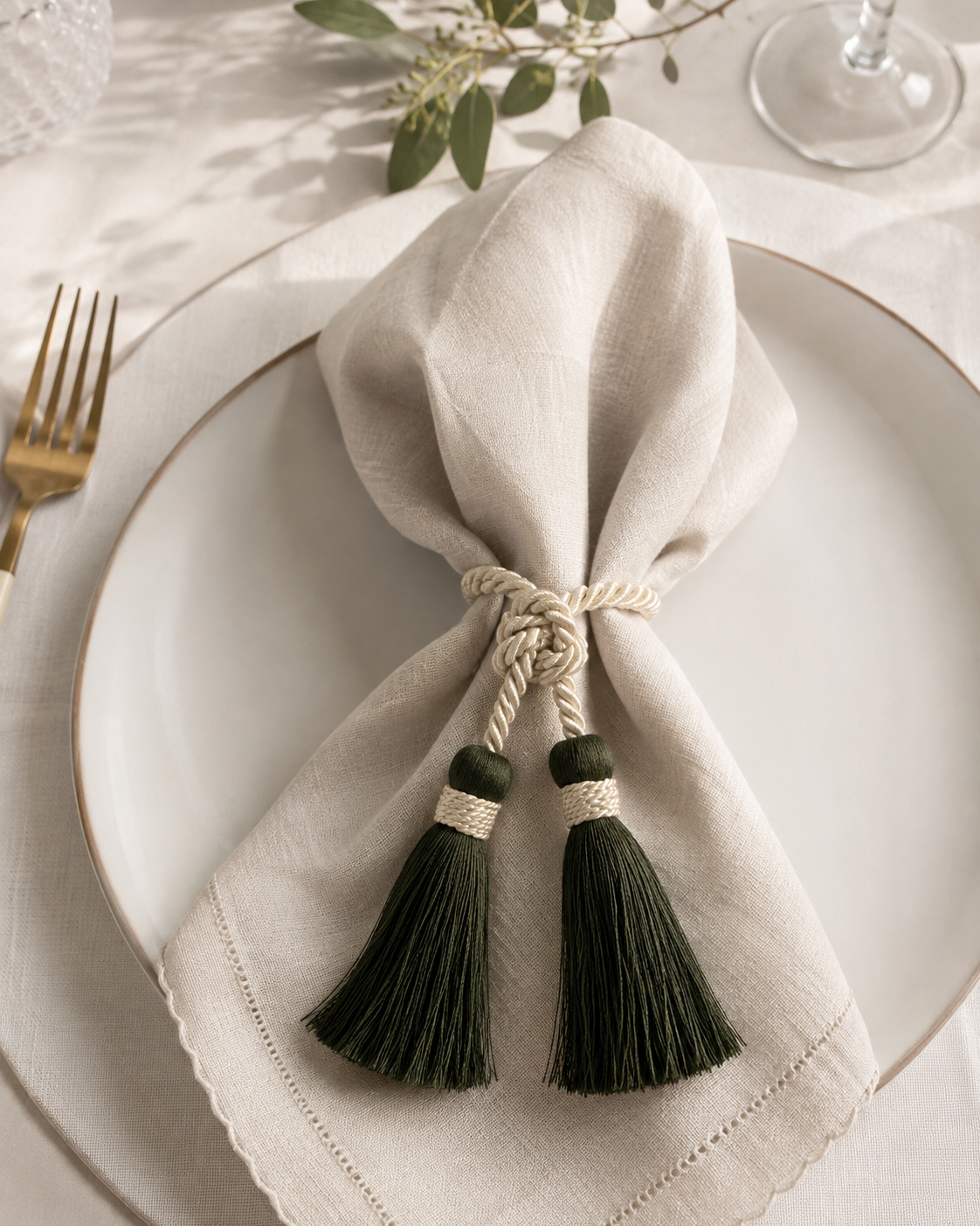 Porta-Guardanapo Pingente Tassel - Verde Escuro