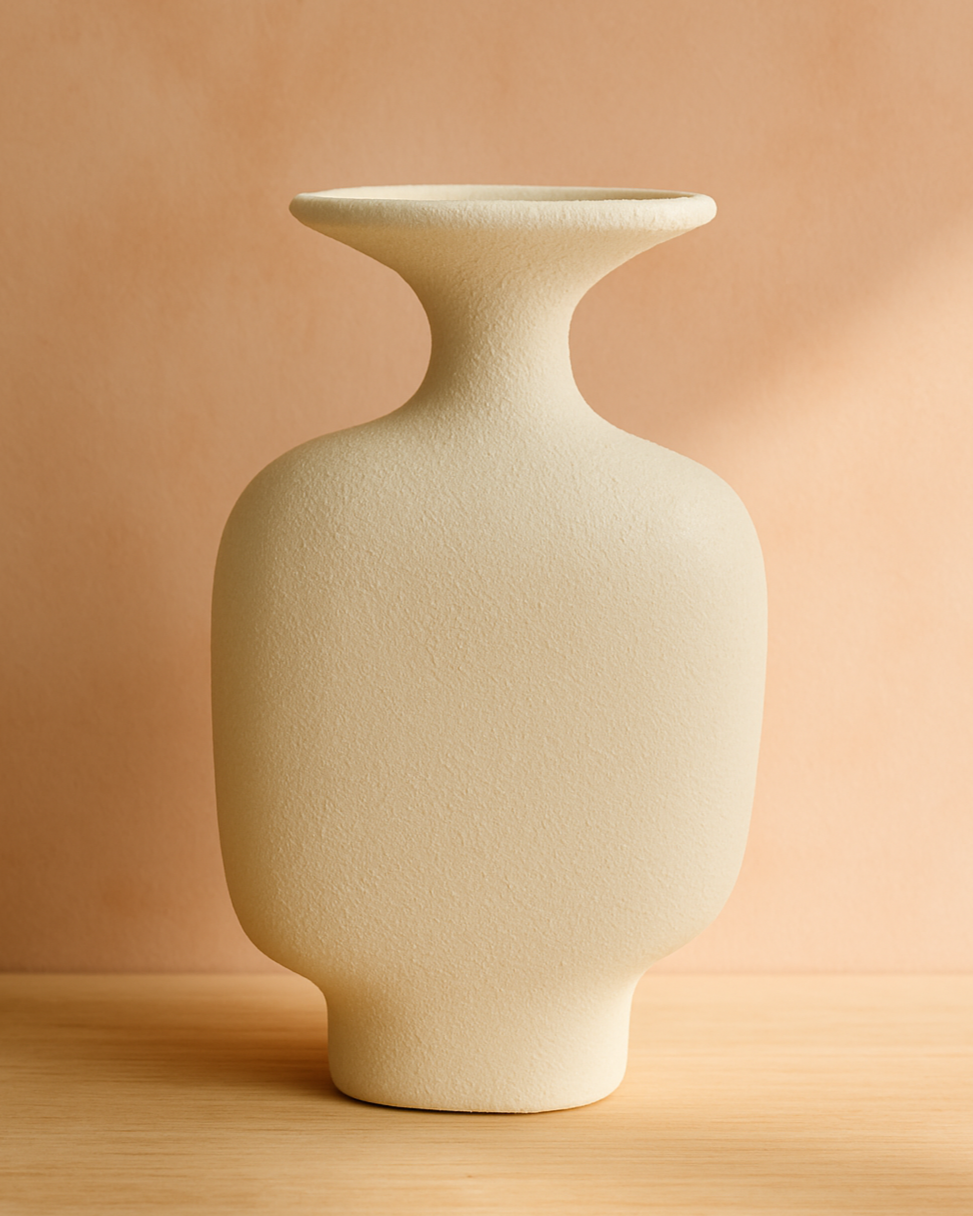 Vaso Decorativo Cerâmica Bege – 40,5 cm
