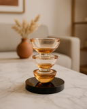 Castiçal de Cristal Amber Light - 11x10x10cm