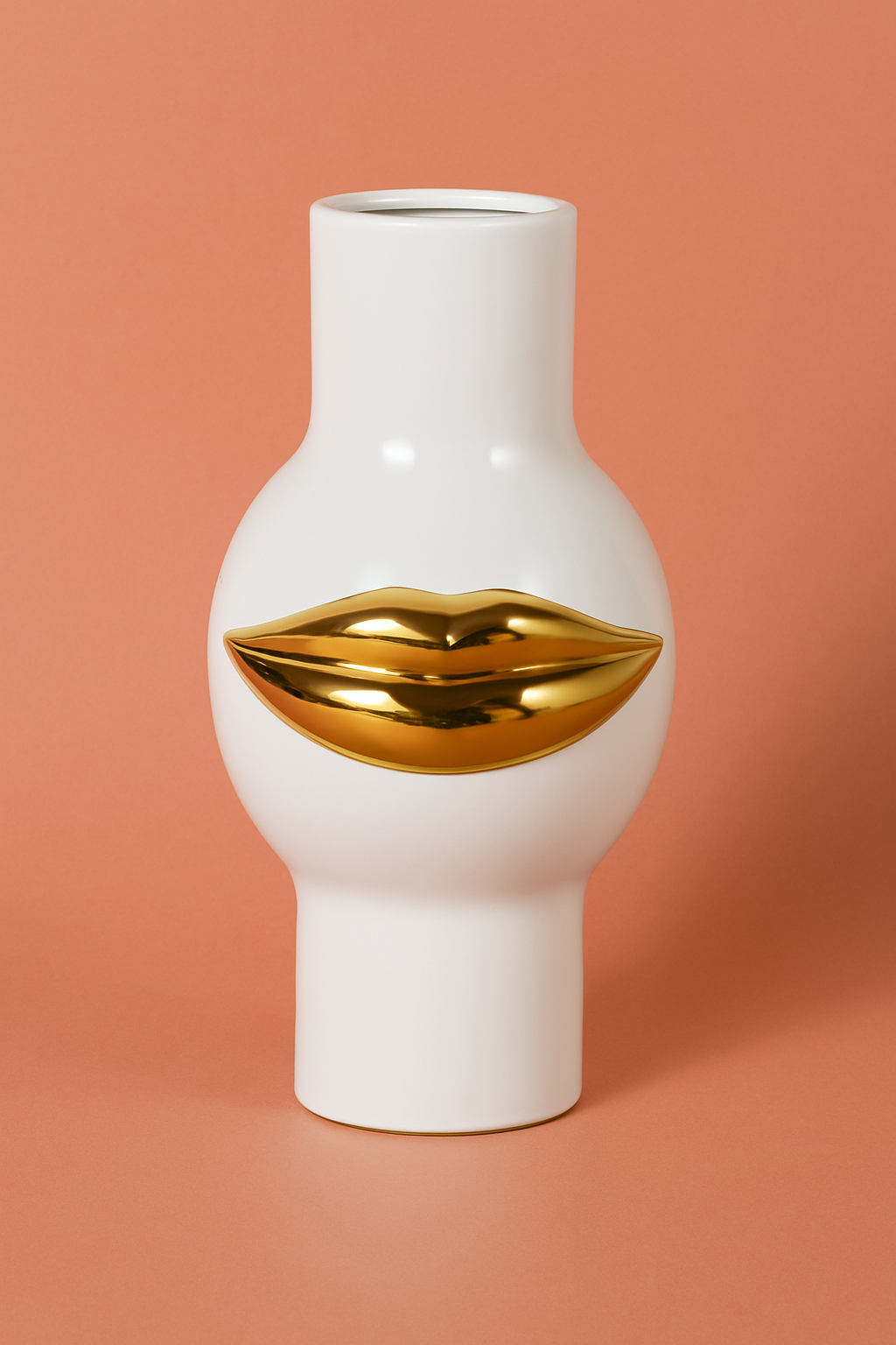 Vaso Decorativo Cerâmica Branco com Dourado –  39,8 cm