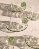 Conjunto de Xícaras e Pires 6Pçs Cristal Dot 120ml - Verde